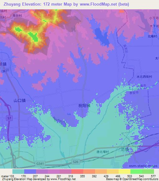 Zhuyang,China Elevation Map