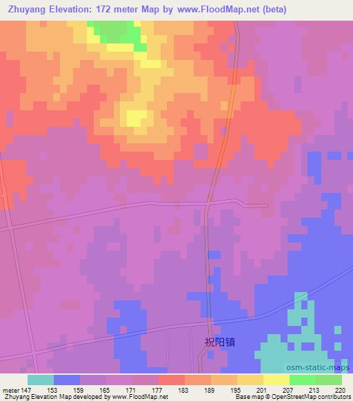 Zhuyang,China Elevation Map