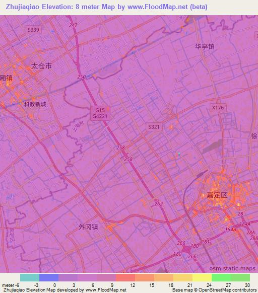 Zhujiaqiao,China Elevation Map