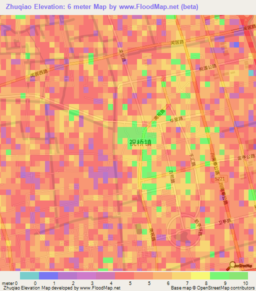 Zhuqiao,China Elevation Map