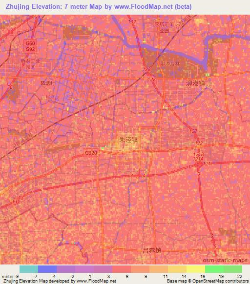 Zhujing,China Elevation Map