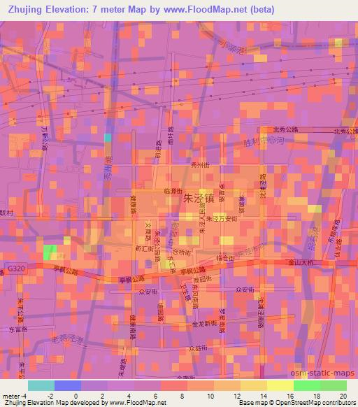 Zhujing,China Elevation Map