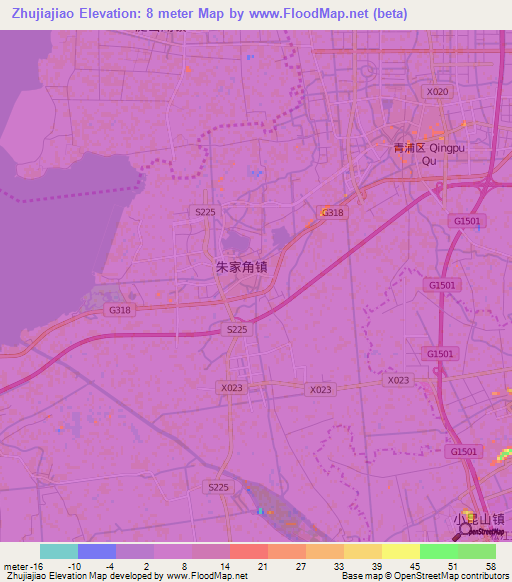 Zhujiajiao,China Elevation Map