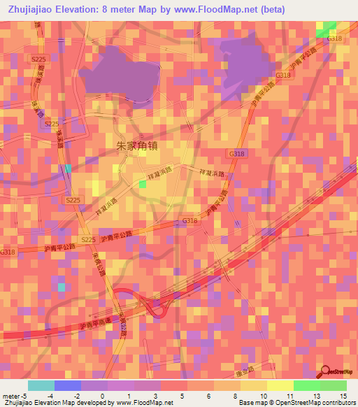 Zhujiajiao,China Elevation Map