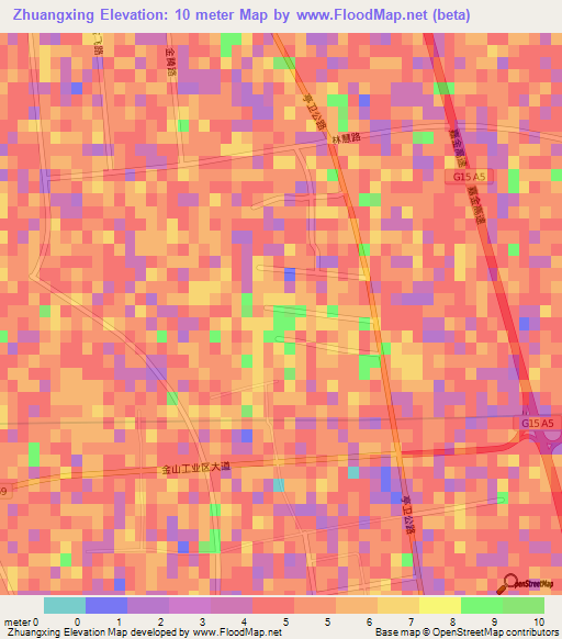 Zhuangxing,China Elevation Map