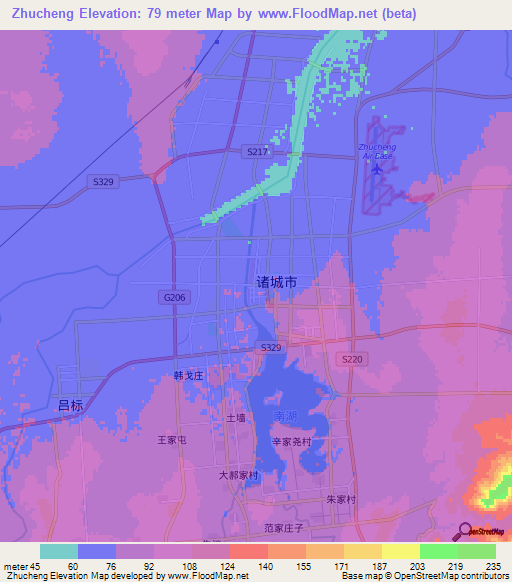 Zhucheng,China Elevation Map