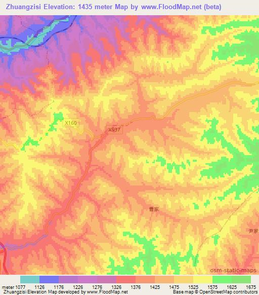 Zhuangzisi,China Elevation Map