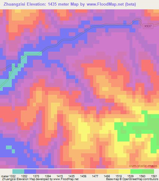 Zhuangzisi,China Elevation Map