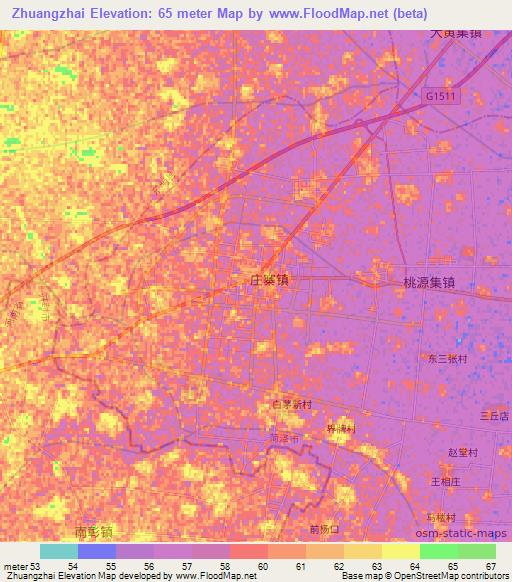 Zhuangzhai,China Elevation Map