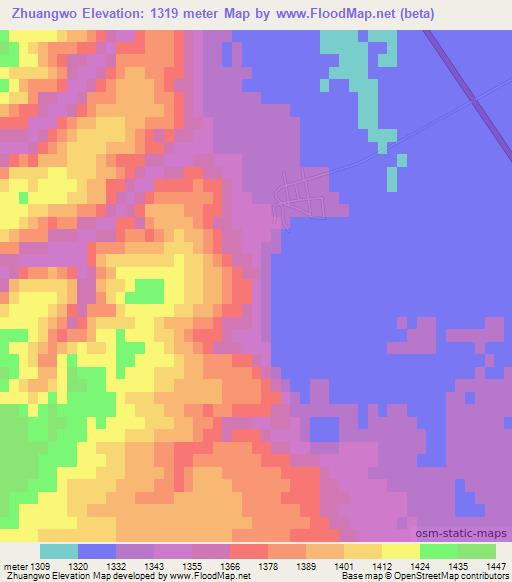 Zhuangwo,China Elevation Map