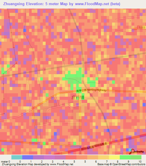 Zhuangxing,China Elevation Map