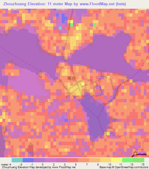 Zhouzhuang,China Elevation Map