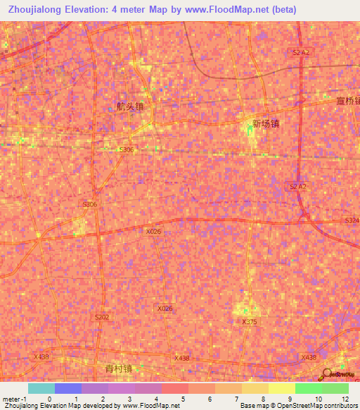 Zhoujialong,China Elevation Map