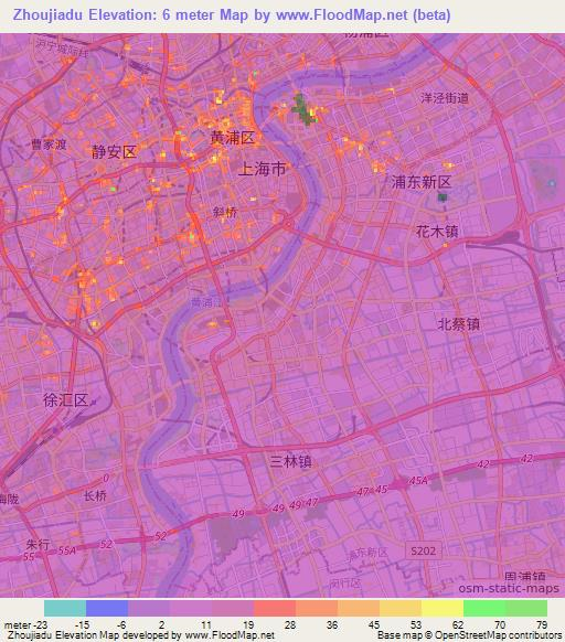 Zhoujiadu,China Elevation Map