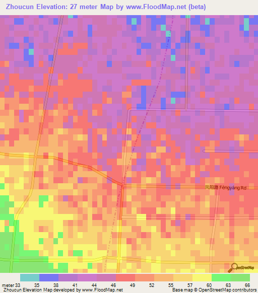 Zhoucun,China Elevation Map