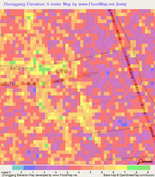 Zhonggang,China Elevation Map