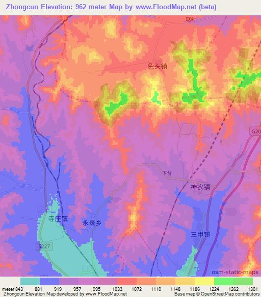 Elevation of Zhongcun,China Elevation Map, Topography, Contour