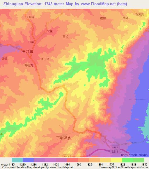 Zhinuquan,China Elevation Map