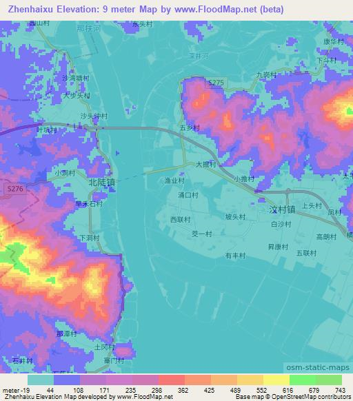 Zhenhaixu,China Elevation Map