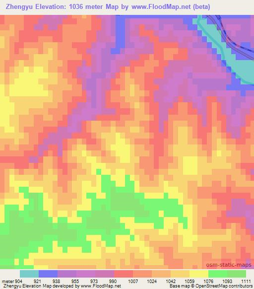 Zhengyu,China Elevation Map