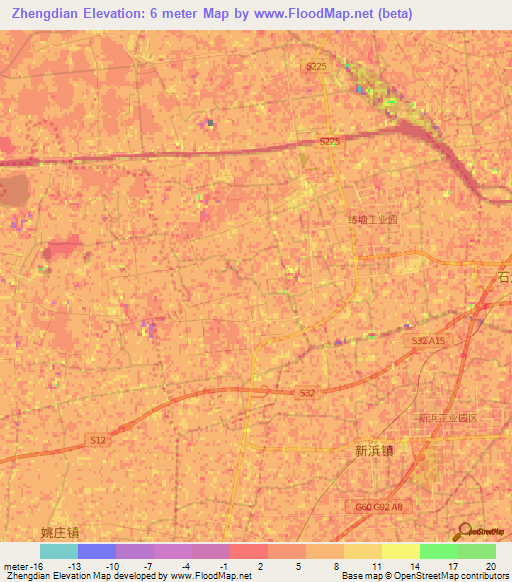 Zhengdian,China Elevation Map