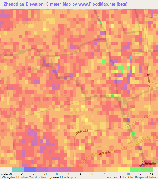 Zhengdian,China Elevation Map