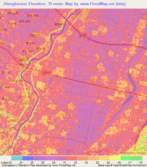 Zhengbaotun,China Elevation Map