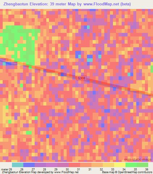 Zhengbaotun,China Elevation Map