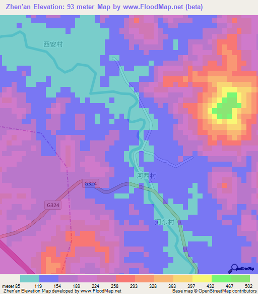 Zhen'an,China Elevation Map