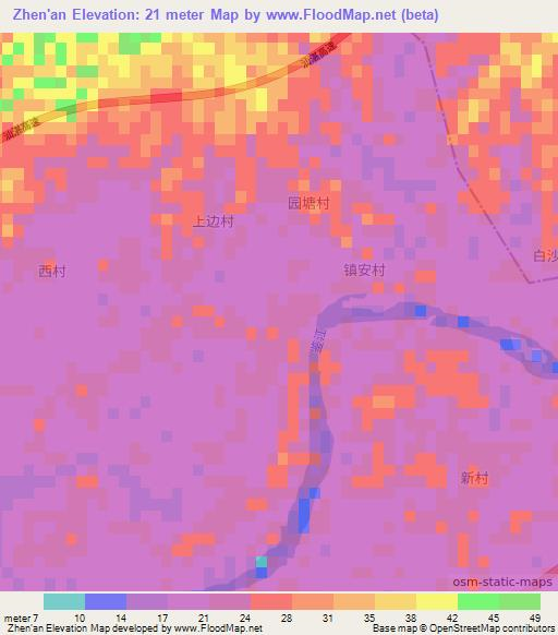 Zhen'an,China Elevation Map