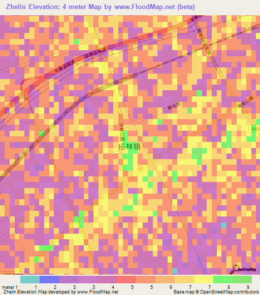 Zhelin,China Elevation Map