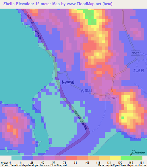 Zhelin,China Elevation Map