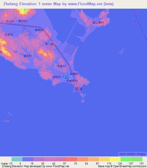 Zhelang,China Elevation Map