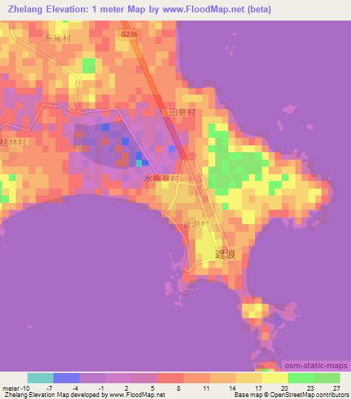 Zhelang,China Elevation Map