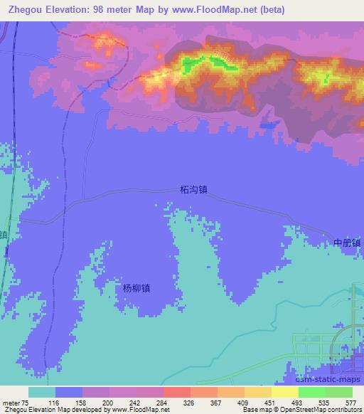 Zhegou,China Elevation Map