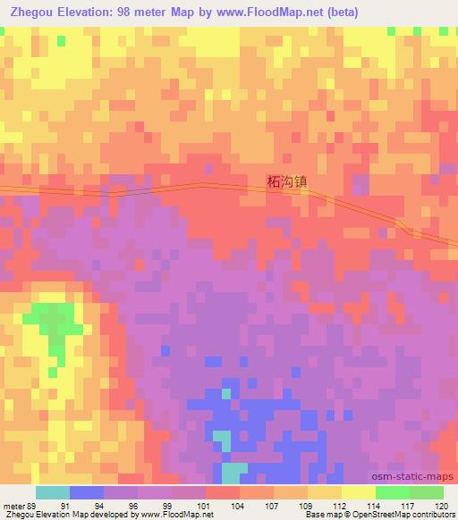 Zhegou,China Elevation Map