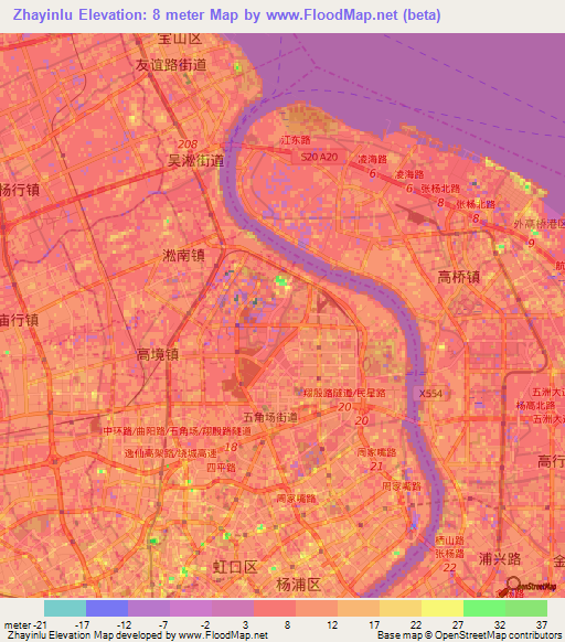 Zhayinlu,China Elevation Map