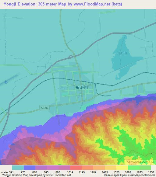 Yongji,China Elevation Map