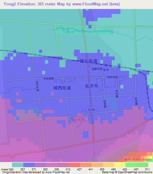 Yongji,China Elevation Map