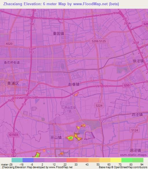 Zhaoxiang,China Elevation Map