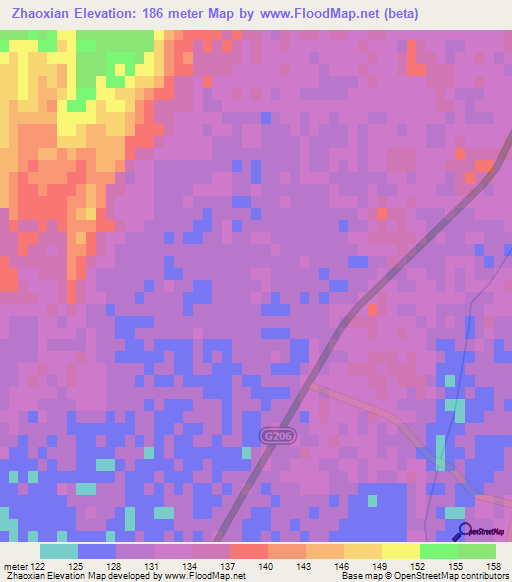 Zhaoxian,China Elevation Map