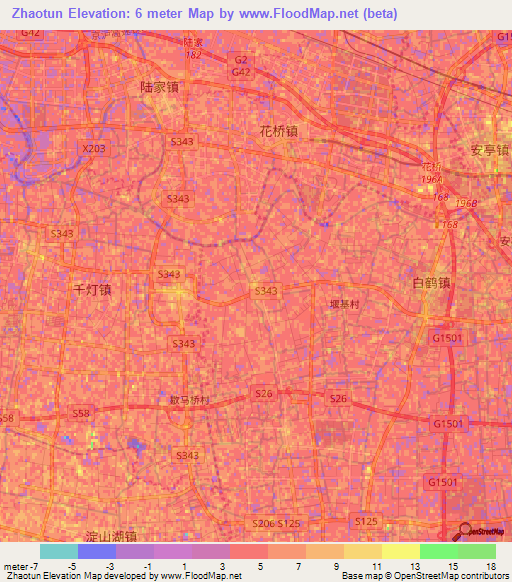 Zhaotun,China Elevation Map