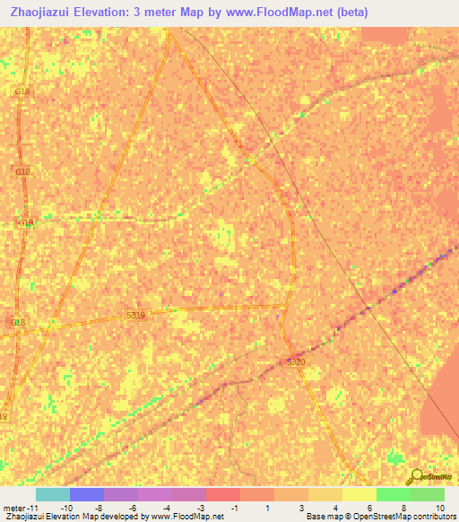 Zhaojiazui,China Elevation Map