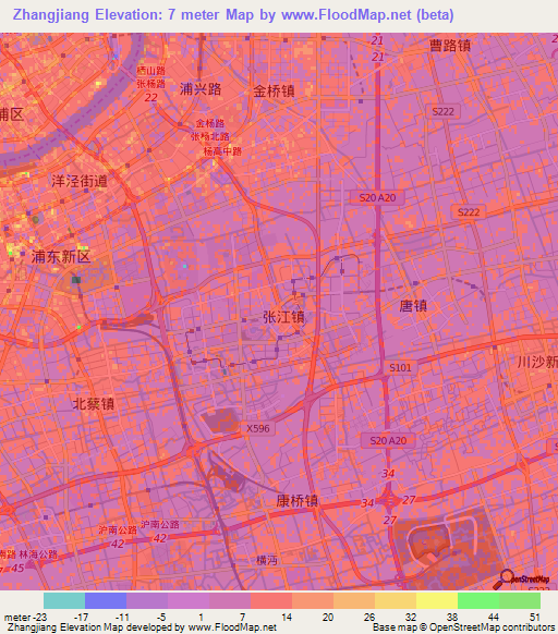 Zhangjiang,China Elevation Map