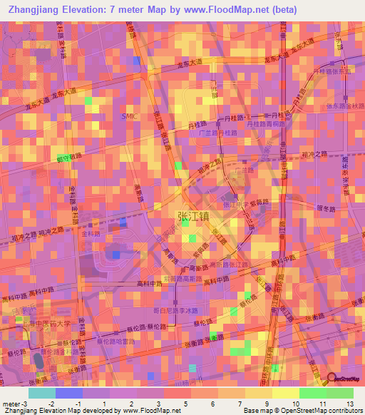 Zhangjiang,China Elevation Map