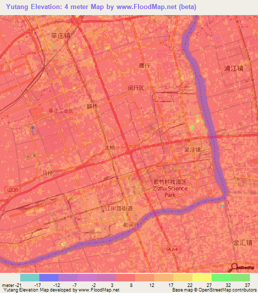 Yutang,China Elevation Map