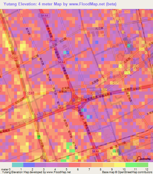 Yutang,China Elevation Map