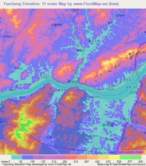 Yuecheng,China Elevation Map