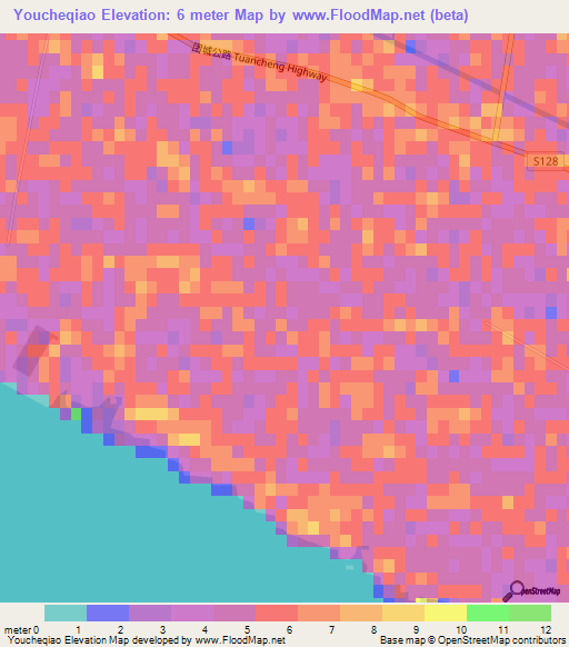 Youcheqiao,China Elevation Map