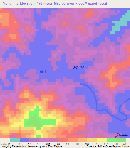 Yongning,China Elevation Map